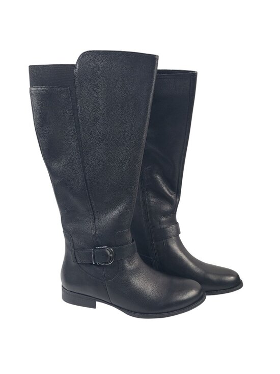 Jaya Shoes - New Naturalizer Black Wide Calf Knee-High Leather Riding Boots Women's Size 11 M